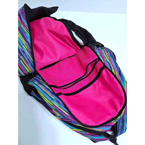 Adidas Rainbow School Backpack Striped Black Purple Pink Bag Multicolor - Picture 6 of 8